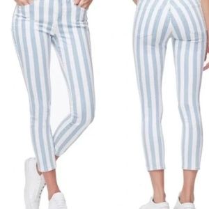 NEVER BEEN WORN GOOD AMERICAN Good Legs Crop  Striped Jeans, Tags On